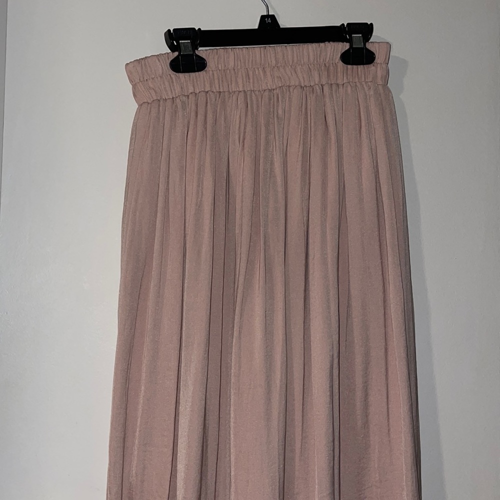 Pink satin maxi skirt